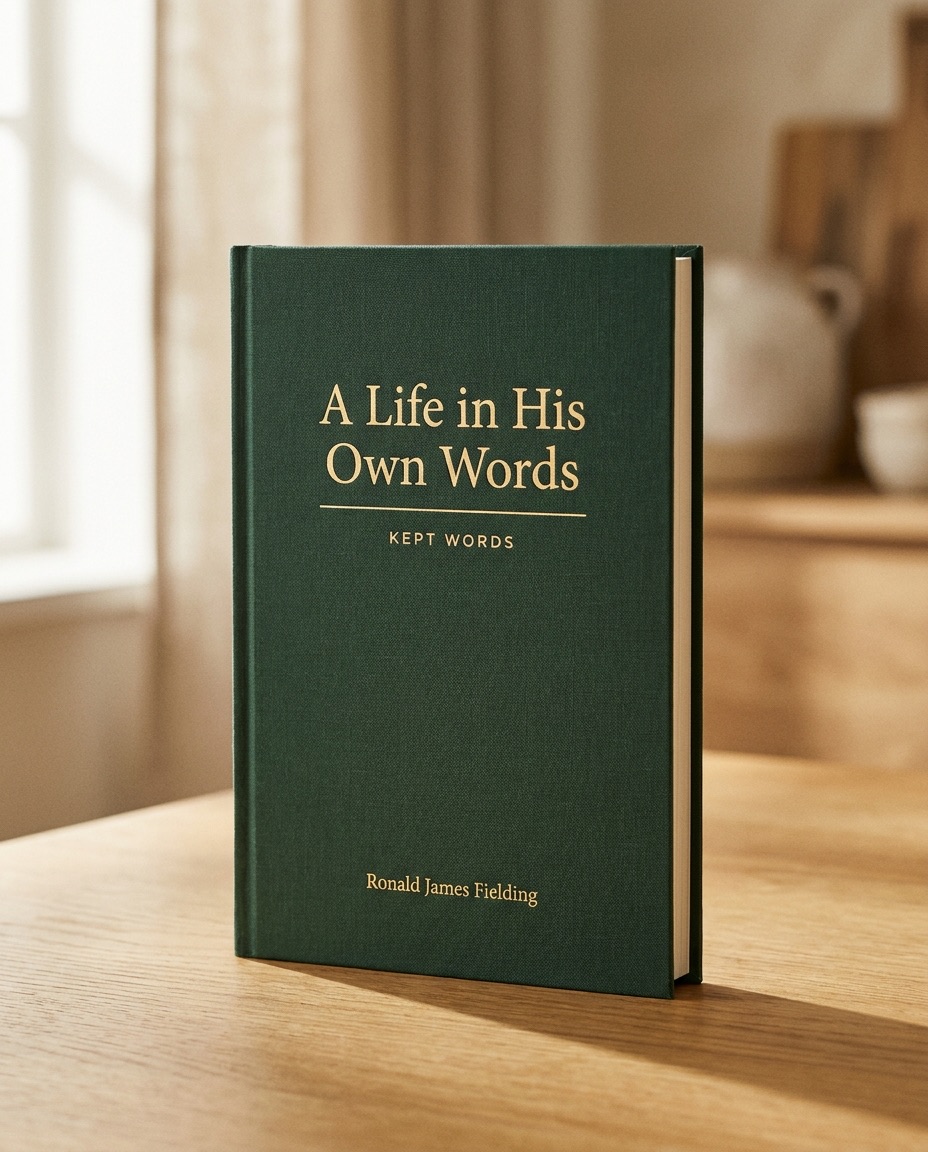A finished Capture & Keep hardback, standing on a wooden table
